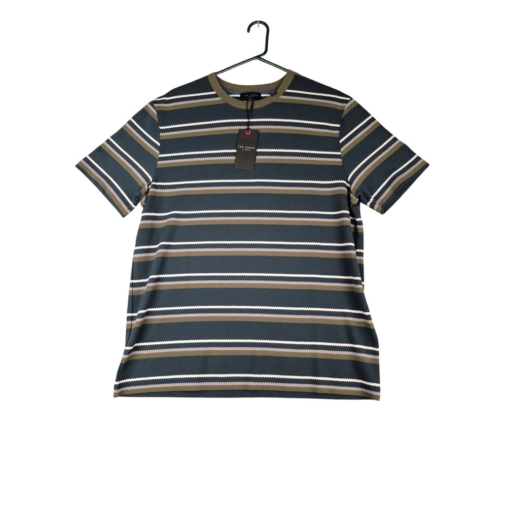 Ted Baker Gorano Striped T-Shirt Green Mens Size 3 / Medium MMB-GORANO-SS NEW